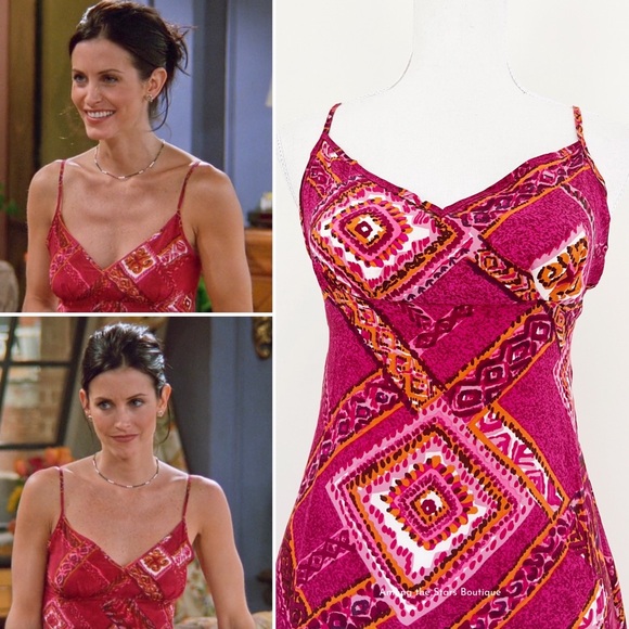 NWT Exceptionally Rare 90s Vintage Silk Slip Dress ASO Monica Geller in Friends - Picture 3 of 12